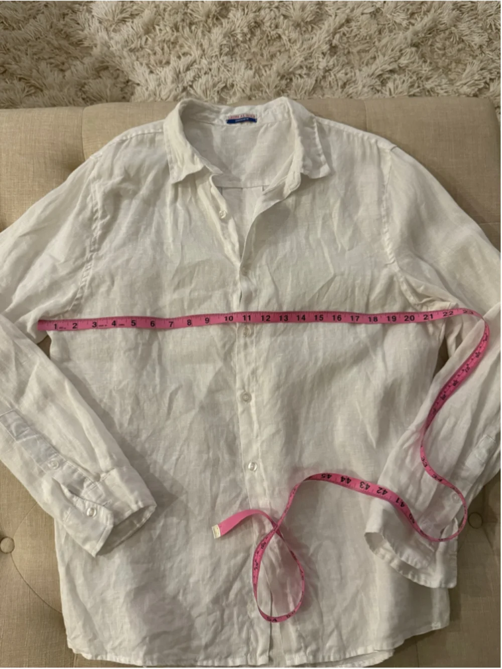 Men’s Leoni Al Sole White Linen Button Down Shirt Size L